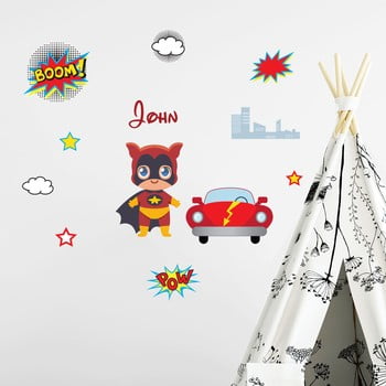 Autocolant de perete cu nume ambiance superhero boy