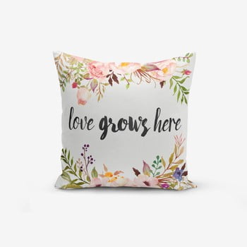 Față de pernă minimalist cushion covers love grows here, 45 x 45 cm