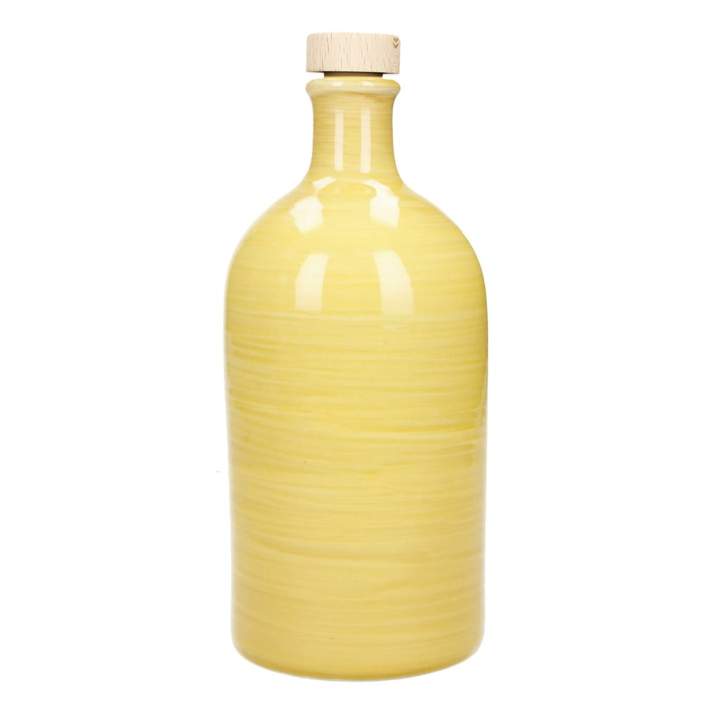 Žlutá keramická láhev na olej Brandani Maiolica, 500 ml