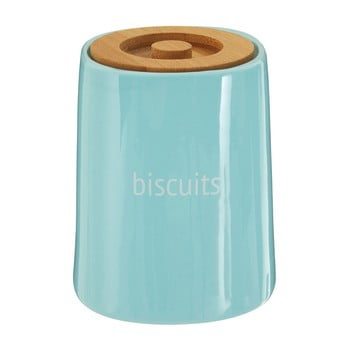 Recipient pentru biscuiți cu capac din lemn de bambus premier housewares fletcher, 1,5 l, albastru