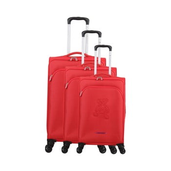 Set 3 trolere cu 4 roți lulucastagnette emilia, roșu
