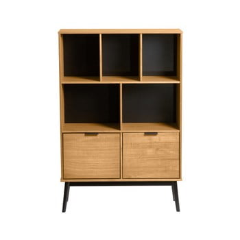 Bibliotecă cu uși maro din lemn de pin marckeric estela, înălțime 141,5 cm, maro