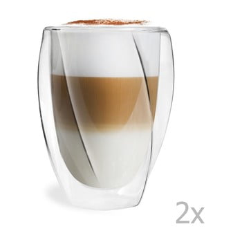 Set 2 pahare cu perete dublu vialli design latte, 300 ml