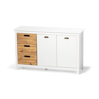 Dulap din lemn de pin și 5 sertare loomi.design ibiza, alb