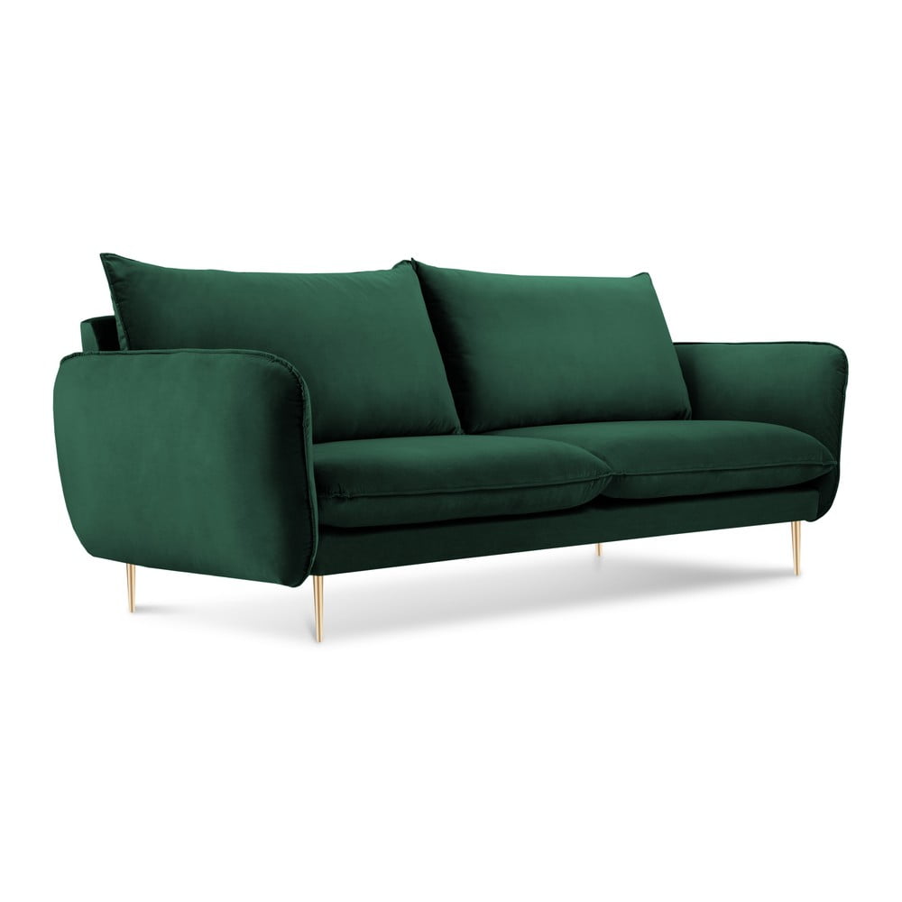 Lahvově zelená sametová pohovka Cosmopolitan Design Florence, 160 cm