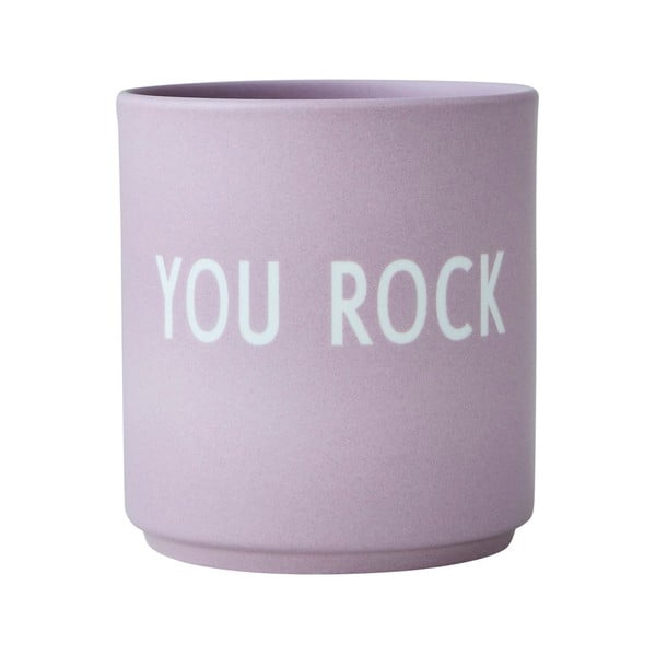 Fialový porcelánový hrnek Design Letters Rock, 300 ml