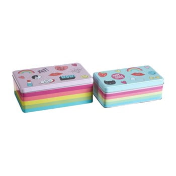 Set 2 cutii depozitare din tablă premier housewares fun times, 13 x 20 cm