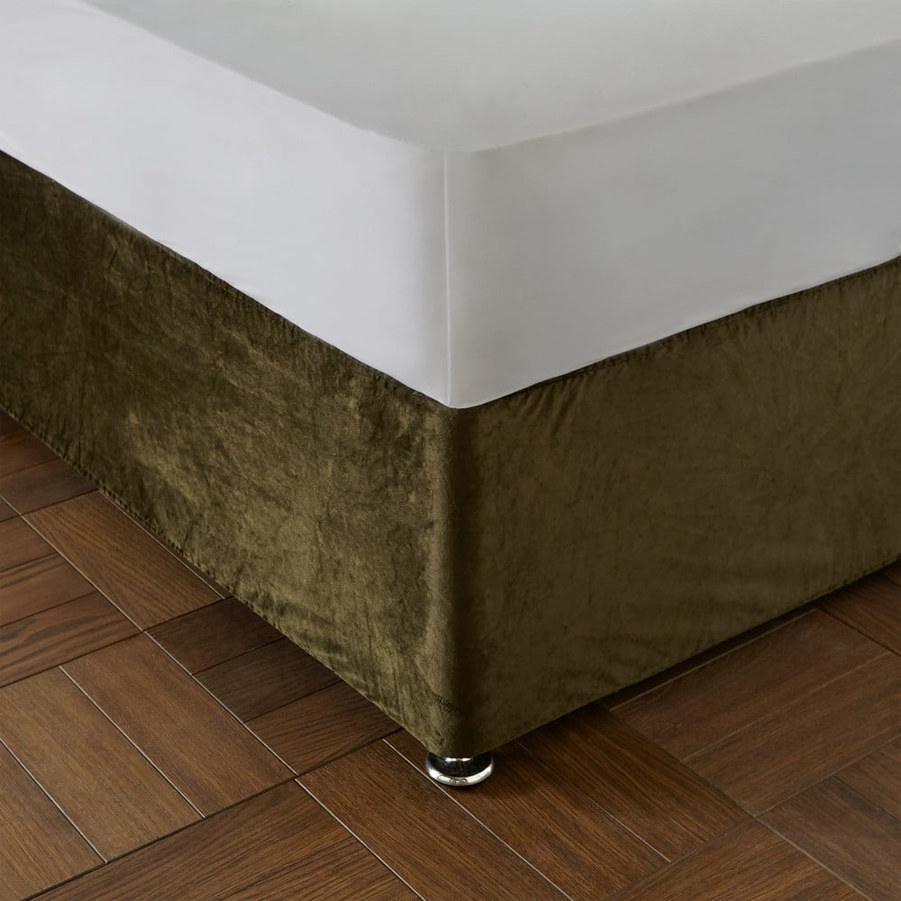 Khaki napínací sametový potah na rám postele 137x198 cm Kingsley – Catherine Lansfield