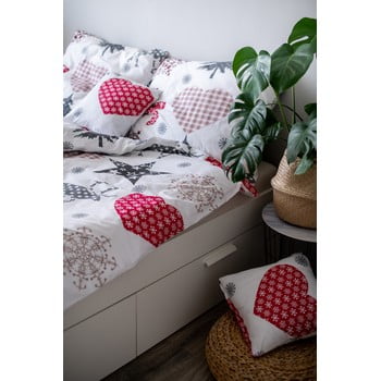 Lenjerie de pat cu model de crăciun cotton house heart 140 x 200 cm