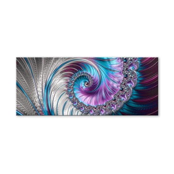 Tablou styler glas fractal silver, 50 x 125 cm