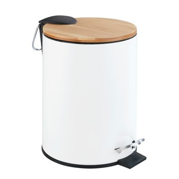 Coș de gunoi cu pedală wenko tortona bamboo, 3 l, alb