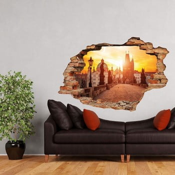 Autocolant perete 3d ambiance praga karlův most, 90 x 60 cm