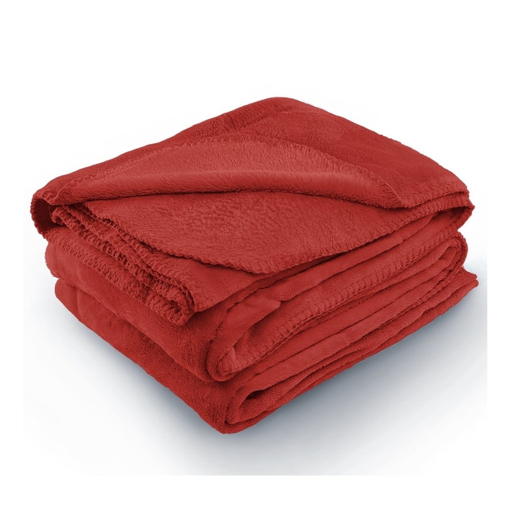 Červená deka z mikrovlákna AmeliaHome Tyler, 170 x 200 cm