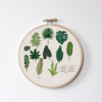 Decorațiune de perete surdic stitch hoop leafes index, ⌀ 27 cm