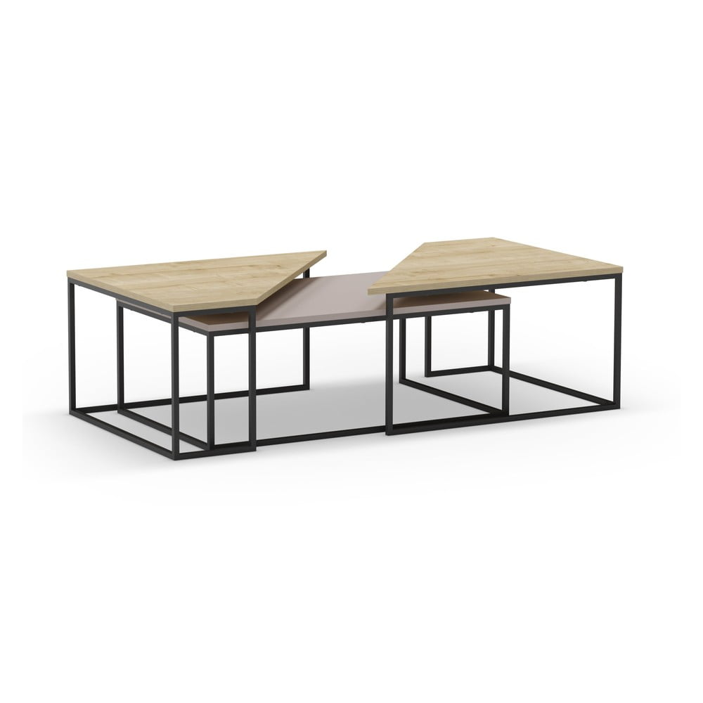 Konferenční stolky s deskou v dubovém dekoru v sadě 3 ks 70x110 cm Titan – Marckeric