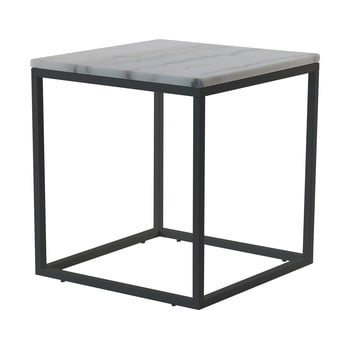 Măsuță de cafea rge accent, blat din marmură și structură neagră, lățime 55 cm