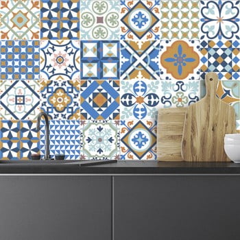 Set 24 autocolante ambiance azulejos ornaments mosaic, 10 x 10 cm