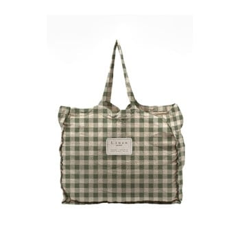 Geantă textilă linen couture linen bag green vichy