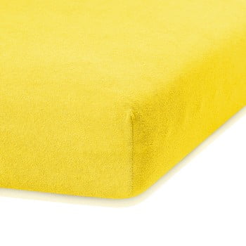 Cearceaf elastic ameliahome ruby, 200 x 120-140 cm, galben închis