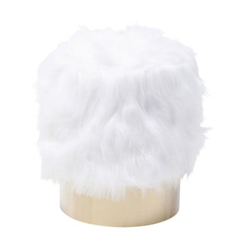 Scaun din blană artificială kare design cherry, ∅ 35 cm, alb