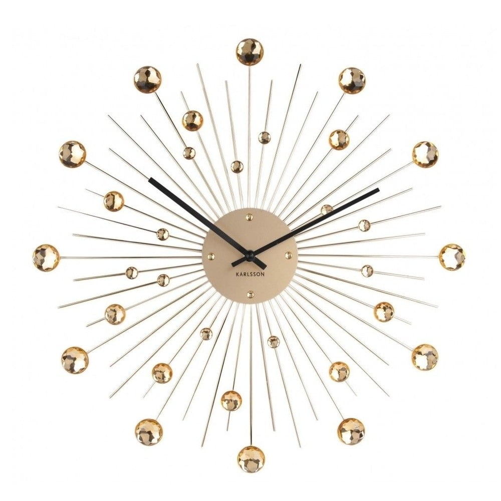 Nástěnné hodiny z krystalů zlaté barvy Karlsson Sunburst