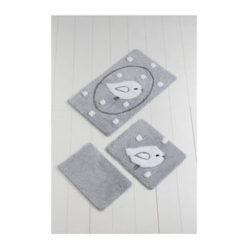 Set 3 covoare de baie Birdie, gri