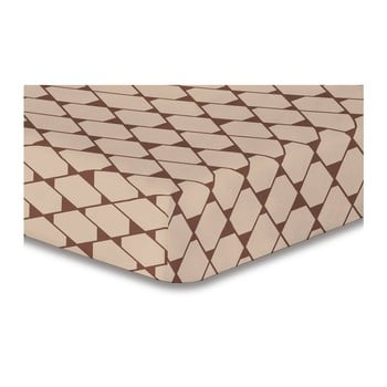 Cearșaf cu elastic, din microfibră decoking rhombuses, 100 x 200 cm, bej