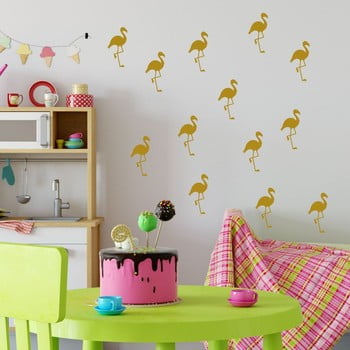 Set autocolante de perete north carolina scandinavian home decors flamingo, auriu