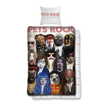Lenjerie de pat din bumbac pentru copii halantex pets rock, 140 x 200 cm