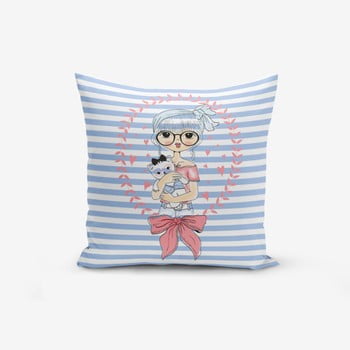 Față de pernă cu amestec din bumbac minimalist cushion covers blue striped fashion girl, 45 x 45 cm