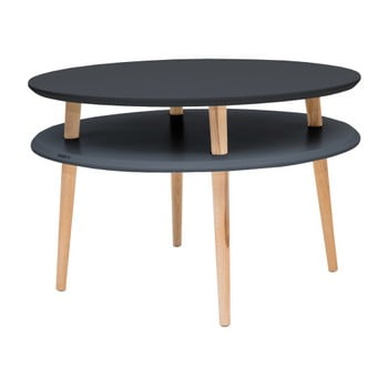 Masă de cafea cu picioare din lemn ragaba ufo, Ø 70 cm, gri antracit