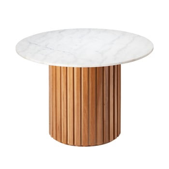 Masă cu structură din stejar rge moon, ⌀ 105 cm, alb