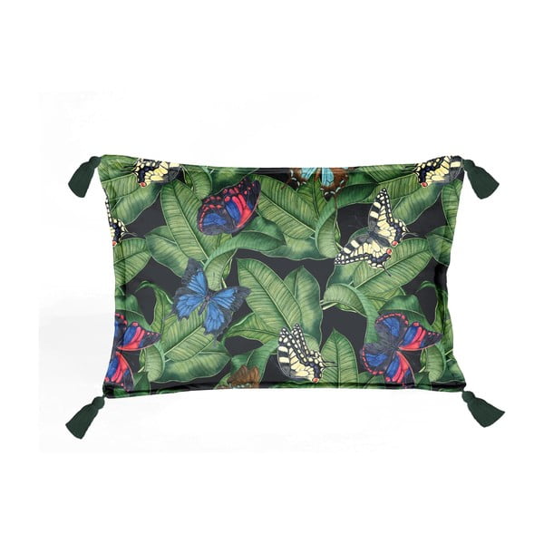 Zelený sametový polštář Velvet Atelier Borlas, 50 x 35 cm