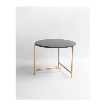 Masă cafea cu blat din marmură neagră velvet atelier, ø 50 cm