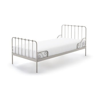 Pat metalic pentru copii vipack alice, 90 x 200 cm, gri