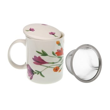 Cană din porțlan cu sită și capac versa florian, 350 ml