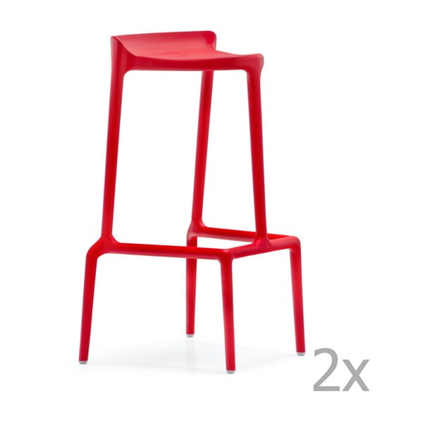 Sada 2 červených barových židlí Pedrali Happy