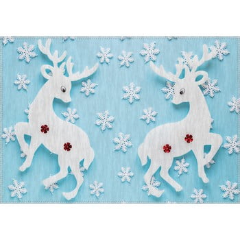 Covor Vitaus Christmas Period Deers Azuro, 50 x 80 cm