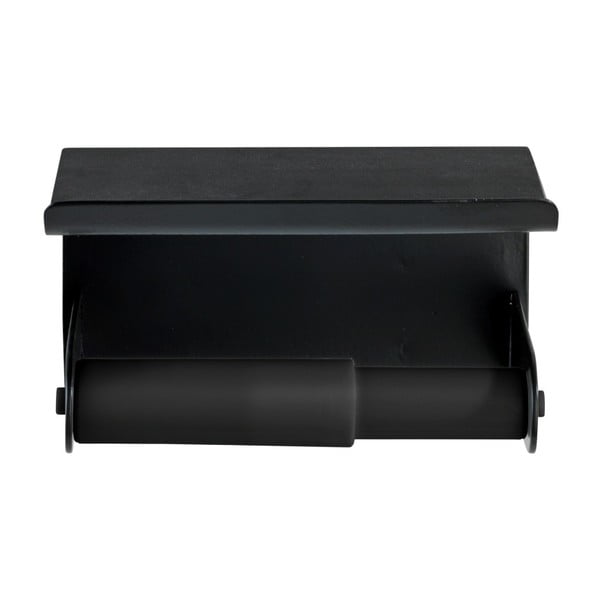 Černý nástěnný držák na toaletní papír s podložkou na mobil Wenko Classic Plus