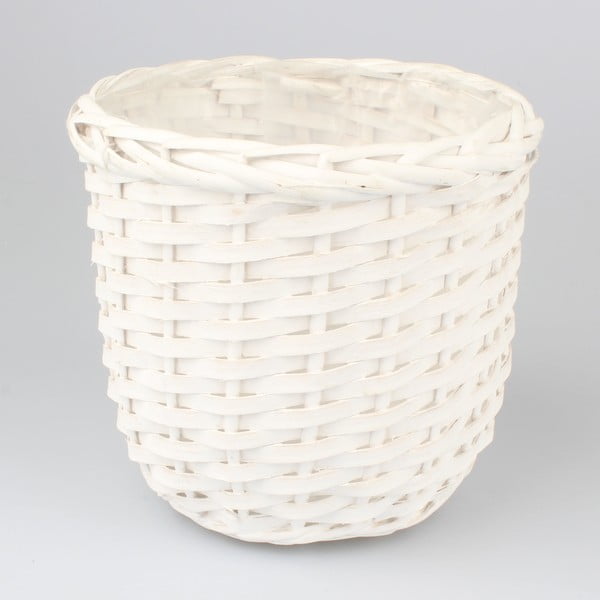 Bílý proutěný květináč Dakls Puro, výška 19 cm
