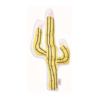 Pernă din amestec de bumbac pentru copii Apolena Pillow Toy Cactus, 41 x 21 cm, galben