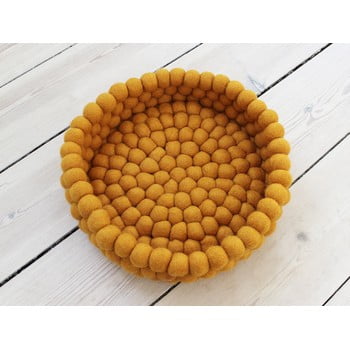 Coș depozitare, cu bile din lână wooldot ball basket, ⌀ 28 cm, galben muștar