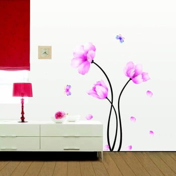 Set autocolante ambiance pink flowers and butterflies