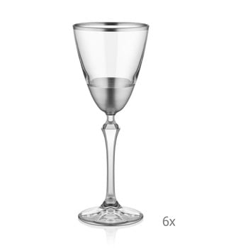 Set 6 pahare pentru vin spumantt mia glam silver, 200 ml