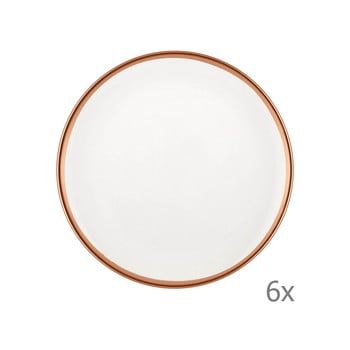 Set 6 farfurii din porțelan pentru desert mia halos bronze, ⌀ 19 cm, alb