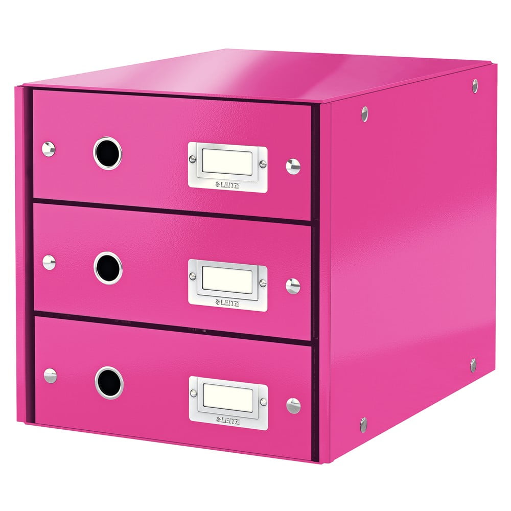 Růžový box se 3 zásuvkami Leitz Office, 36 x 29 x 28 cm