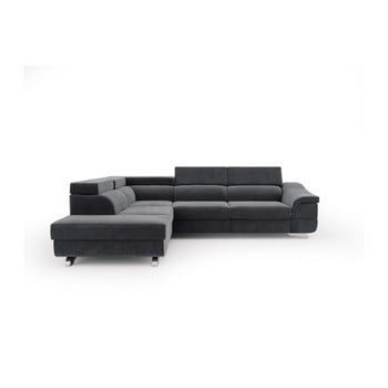 Colțar extensibil cu șezlong pe partea stângă și tapițerie de catifea windsor & co sofas apollon, gri închis