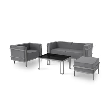 Set mobilier de grădină potrivit pentru 4 persoane calme jardin cannes, gri grafit - gri