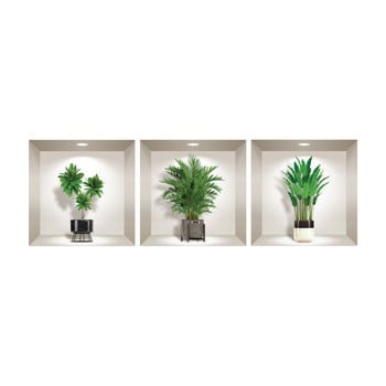 Set 3 autocolante 3D pentru perete Ambiance Indoor Plants imagine