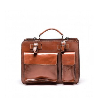 Poșetă din piele luisa vanini 305 cognac